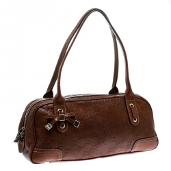 Pre Owned Gucci Brown Guccissima Leather Princy Boston Bag