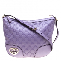 Gucci Women's Lavender Guccissima Leather Compact Mirror with Pouch