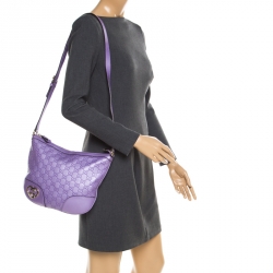 Pre Owned Gucci Purple Guccissima Leather Lovely Messenger Bag