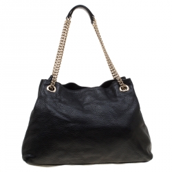 مملوكة مسبقًا حقيبة سوهو غوتشي جلد محبب سوداء متوسطة