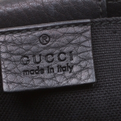 Pre Owned Gucci Black Leather Mini Bamboo Top Handle Bag