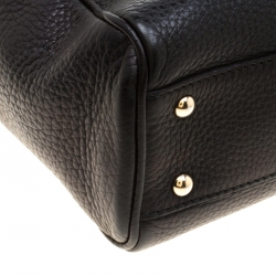 Pre Owned Gucci Black Leather Mini Bamboo Top Handle Bag