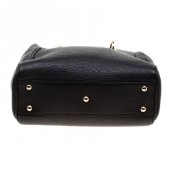 Pre Owned Gucci Black Leather Mini Bamboo Top Handle Bag