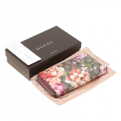 مملوكة مسبقًا Gucci Beige GG Supreme Canvas Blooms Zip Around Wallet