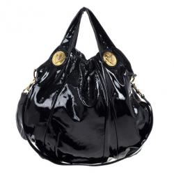 مملوكة مسبقًا Gucci Black Patent Leather Hysteria Hobo