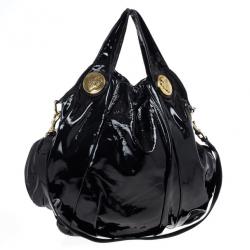 مملوكة مسبقًا Gucci Black Patent Leather Hysteria Hobo