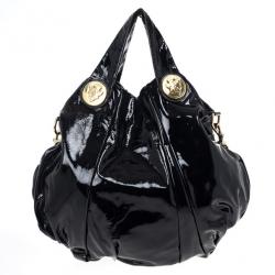 مملوكة مسبقًا Gucci Black Patent Leather Hysteria Hobo