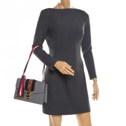Pre Owned Gucci Grey Leather Small Sylvie Shoulder Bag 