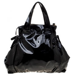 Pre Owned Gucci Black Patent Leather Large Hysteria Tote