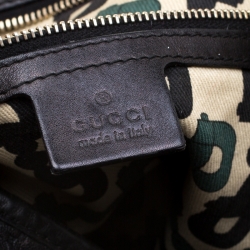 Pre Owned حقيبة كتف غوتشي بيلهام هورسبيت جلد بنقوش غوتشيسيما سوداء