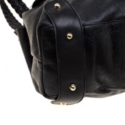 Pre Owned حقيبة كتف غوتشي بيلهام هورسبيت جلد بنقوش غوتشيسيما سوداء