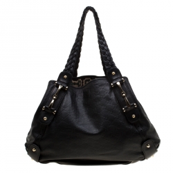 Pre Owned حقيبة كتف غوتشي بيلهام هورسبيت جلد بنقوش غوتشيسيما سوداء