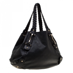 Pre Owned حقيبة كتف غوتشي بيلهام هورسبيت جلد بنقوش غوتشيسيما سوداء