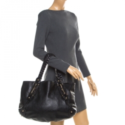 Pre Owned حقيبة كتف غوتشي بيلهام هورسبيت جلد بنقوش غوتشيسيما سوداء