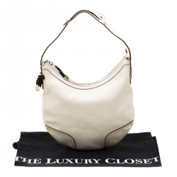 Pre Owned Gucci White Leather Princy Hobo