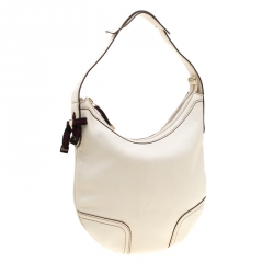 Pre Owned Gucci White Leather Princy Hobo