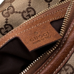 Pre Owned حقيبة غوتشي كانفاس GG سوداء متوسطة حلقات بامبو