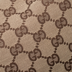 Pre Owned حقيبة غوتشي كانفاس GG سوداء متوسطة حلقات بامبو