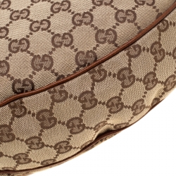 Pre Owned حقيبة غوتشي كانفاس GG سوداء متوسطة حلقات بامبو