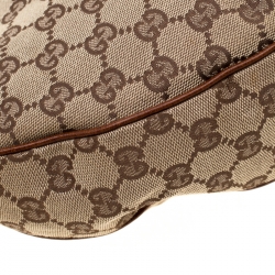 Pre Owned حقيبة غوتشي كانفاس GG سوداء متوسطة حلقات بامبو