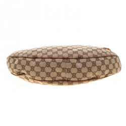 Pre Owned حقيبة غوتشي كانفاس GG سوداء متوسطة حلقات بامبو