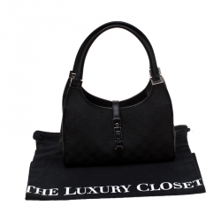 Pre Owned Gucci Black GG Canvas and Leather Jackie O Hobo