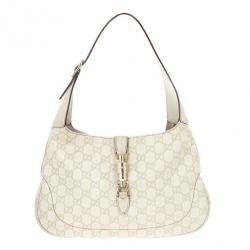 مملوكة مسبقًا Gucci White Guccissima Leather Jackie O Bouvier Medium Hobo 