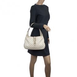 مملوكة مسبقًا Gucci White Guccissima Leather Jackie O Bouvier Medium Hobo 