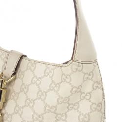 مملوكة مسبقًا Gucci White Guccissima Leather Jackie O Bouvier Medium Hobo 