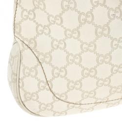 مملوكة مسبقًا Gucci White Guccissima Leather Jackie O Bouvier Medium Hobo 
