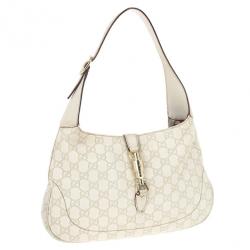 مملوكة مسبقًا Gucci White Guccissima Leather Jackie O Bouvier Medium Hobo 