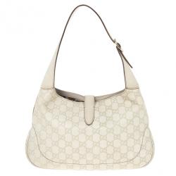 مملوكة مسبقًا Gucci White Guccissima Leather Jackie O Bouvier Medium Hobo 