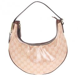 مملوكة مسبقًا Gucci Pink GG Crystal Coated Canvas Duchessa Medium Hobo Bag