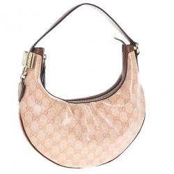 مملوكة مسبقًا Gucci Pink GG Crystal Coated Canvas Duchessa Medium Hobo Bag