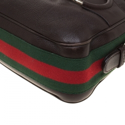 Pre Owned حقيبة غوتشي هيريتاج جلد بني كانفاس متوسطة ويب بلجام الحصان