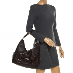 Pre Owned حقيبة غوتشي هيريتاج جلد بني كانفاس متوسطة ويب بلجام الحصان