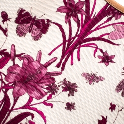 Pre Owned Gucci Beige and Pink Floral Canvas Pelham Hobo