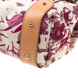 Pre Owned Gucci Beige and Pink Floral Canvas Pelham Hobo