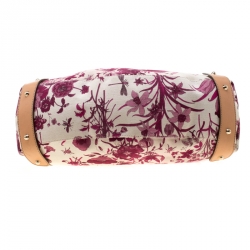 Pre Owned Gucci Beige and Pink Floral Canvas Pelham Hobo