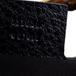 مملوكة مسبقًا Gucci Black Leather Medium Web Bamboo Ring Hobo