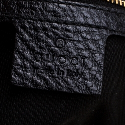 مملوكة مسبقًا Gucci Black Leather Medium Web Bamboo Ring Hobo