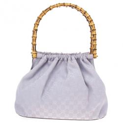 Pre Owned Gucci Vintage Lilac Canvas Bamboo Bag  