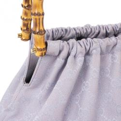 Pre Owned Gucci Vintage Lilac Canvas Bamboo Bag  