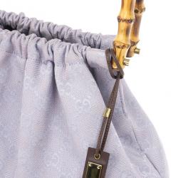 Pre Owned Gucci Vintage Lilac Canvas Bamboo Bag  