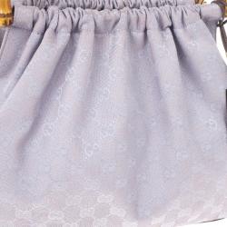 Pre Owned Gucci Vintage Lilac Canvas Bamboo Bag  