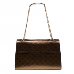 مملوكة مسبقًا Gucci Metallic Brown Guccissima Patent Leather Emily Chain Shoulder Bag