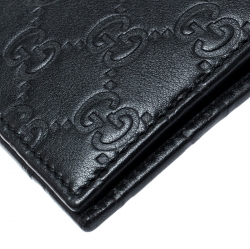 Gucci Black Guccissima Leather Passport Case Wallet