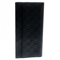 Gucci Black Guccissima Leather Passport Case Wallet