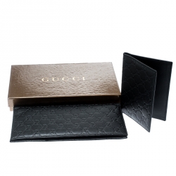 Gucci Black Guccissima Leather Passport Case Wallet