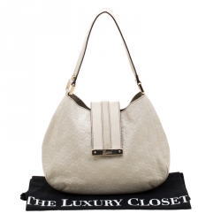 Pre Owned Gucci Off White Guccissima Leather Small New Ladies Vintage Web Hobo